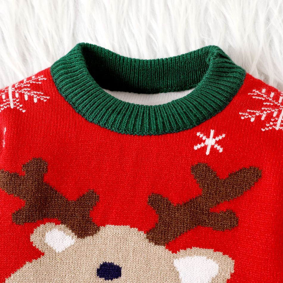 Christmas Baby Boy/Girl Reindeer Graphic Long-sleeve Knitted Sweater Red big image 4