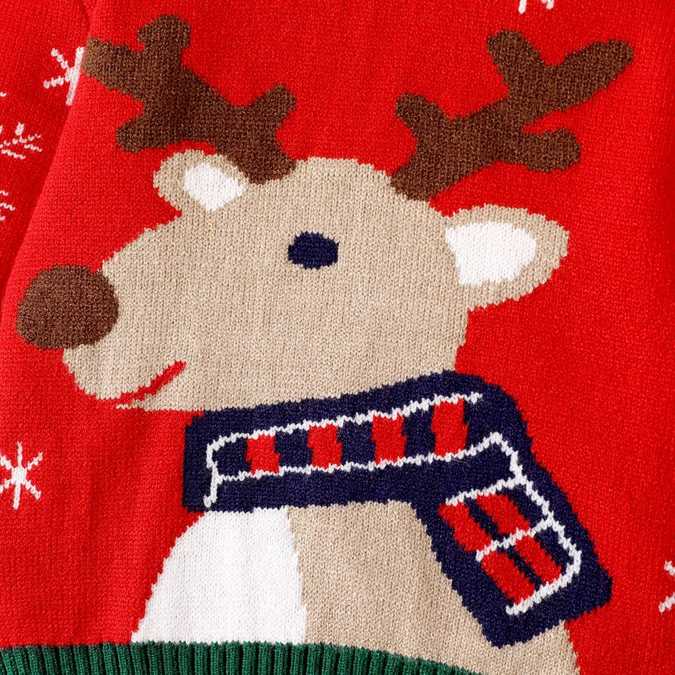Christmas Baby Boy/Girl Reindeer Graphic Long-sleeve Knitted Sweater Red big image 5