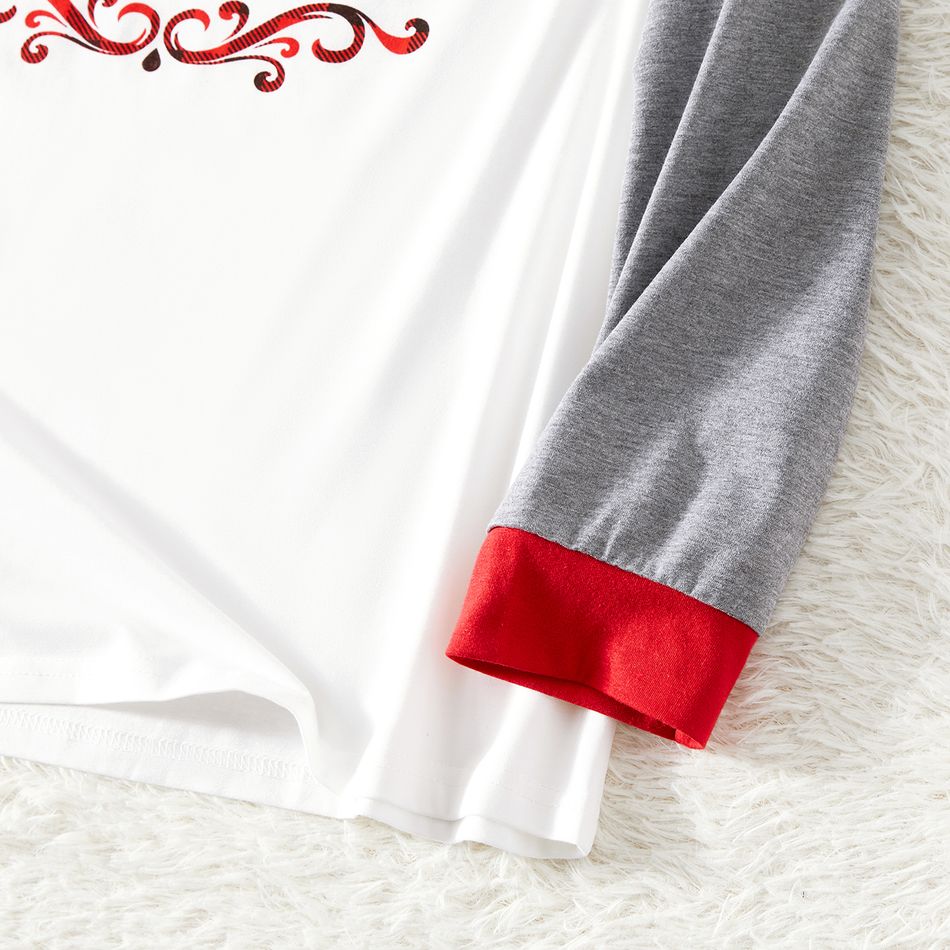 Christmas Family Matching Letter Print Raglan-sleeve Pajamas Sets (Flame Resistant) Black big image 5
