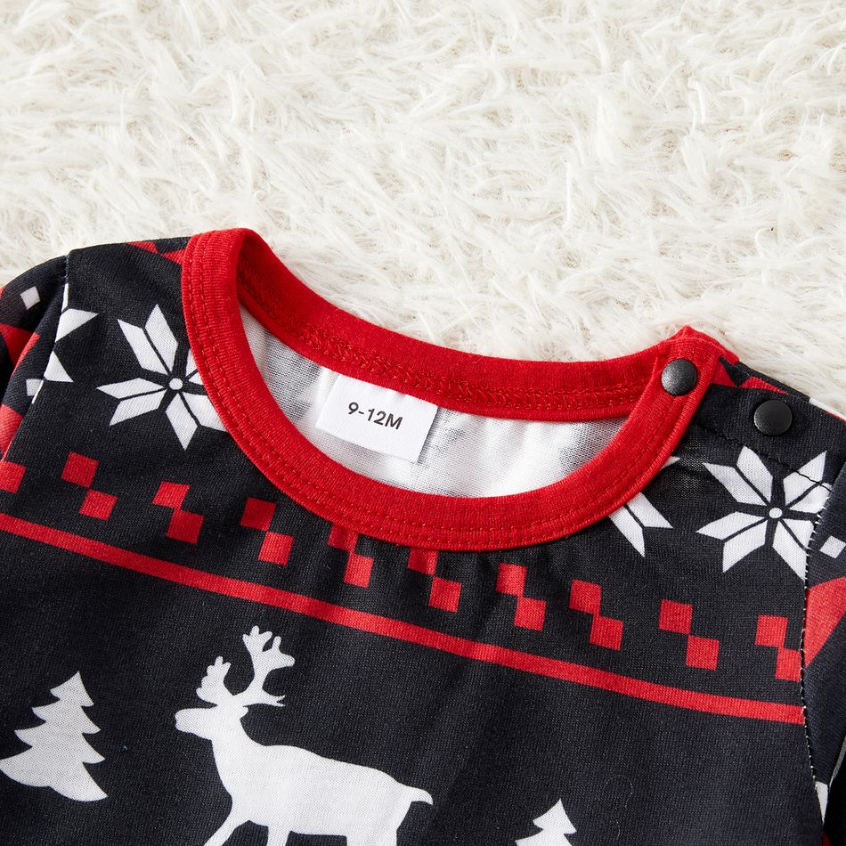 Christmas Family Matching Letter Print Raglan-sleeve Pajamas Sets (Flame Resistant) Black big image 12