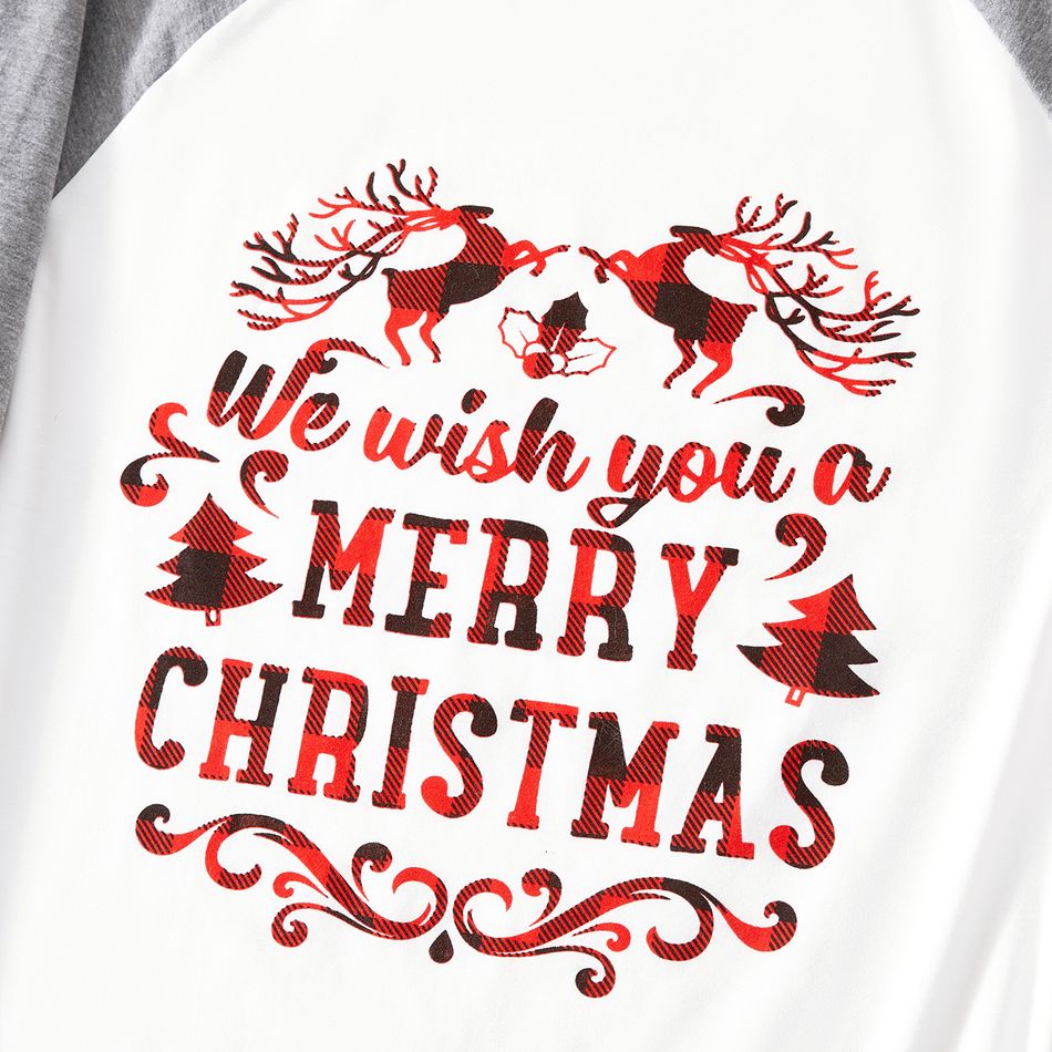 Christmas Family Matching Letter Print Raglan-sleeve Pajamas Sets (Flame Resistant) Black big image 8