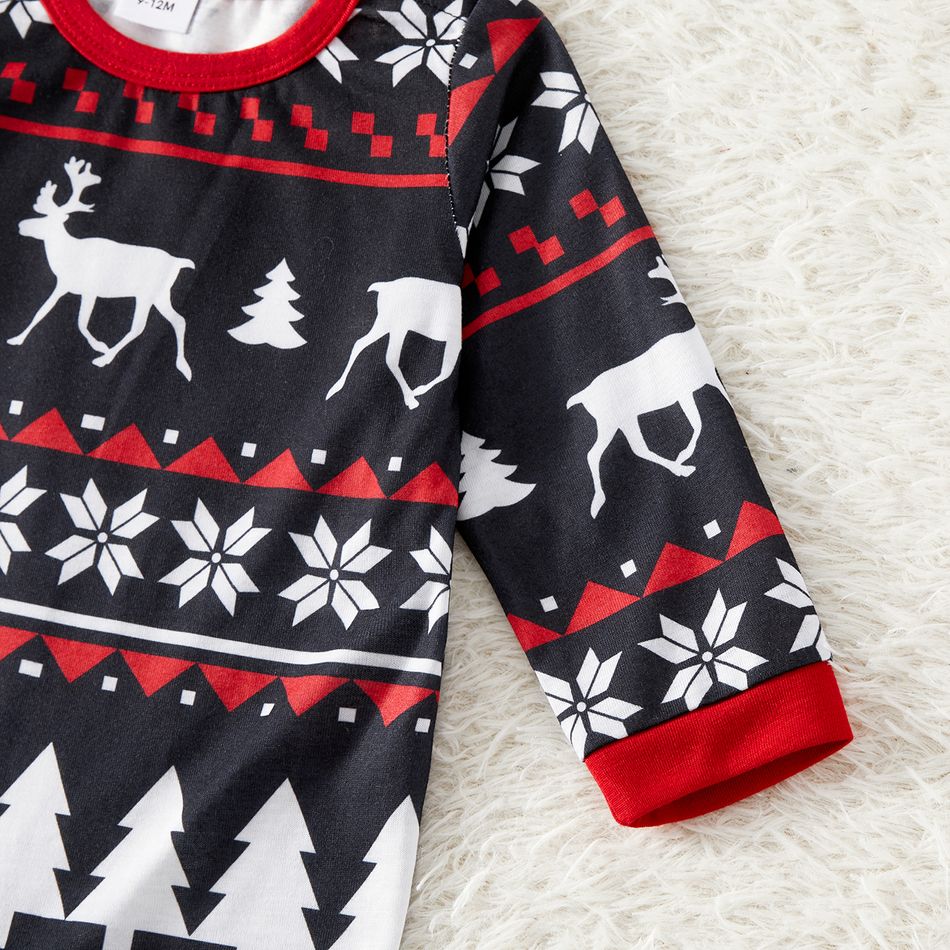 Christmas Family Matching Letter Print Raglan-sleeve Pajamas Sets (Flame Resistant) Black big image 13