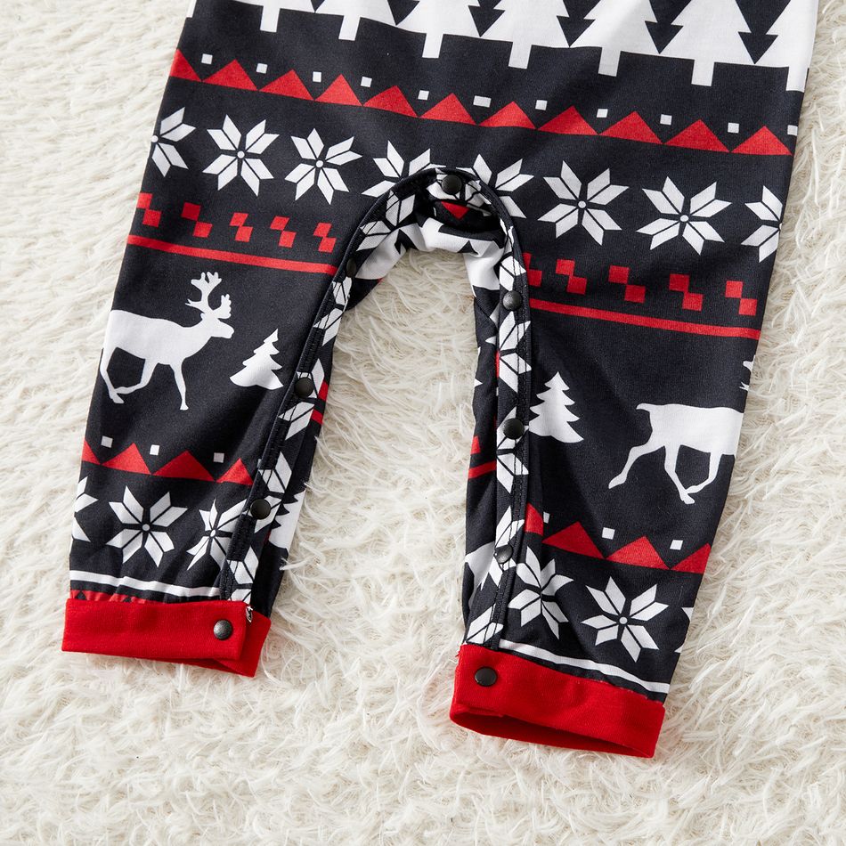 Christmas Family Matching Letter Print Raglan-sleeve Pajamas Sets (Flame Resistant) Black big image 14