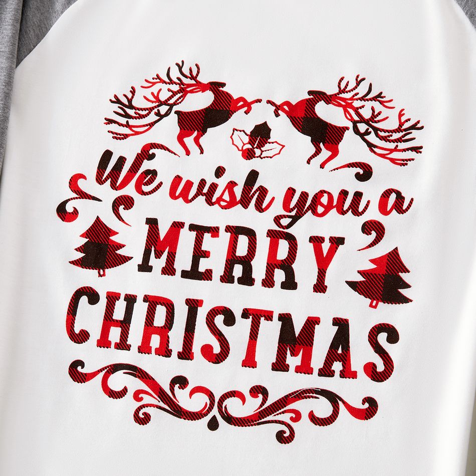Christmas Family Matching Letter Print Raglan-sleeve Pajamas Sets (Flame Resistant) Black big image 4
