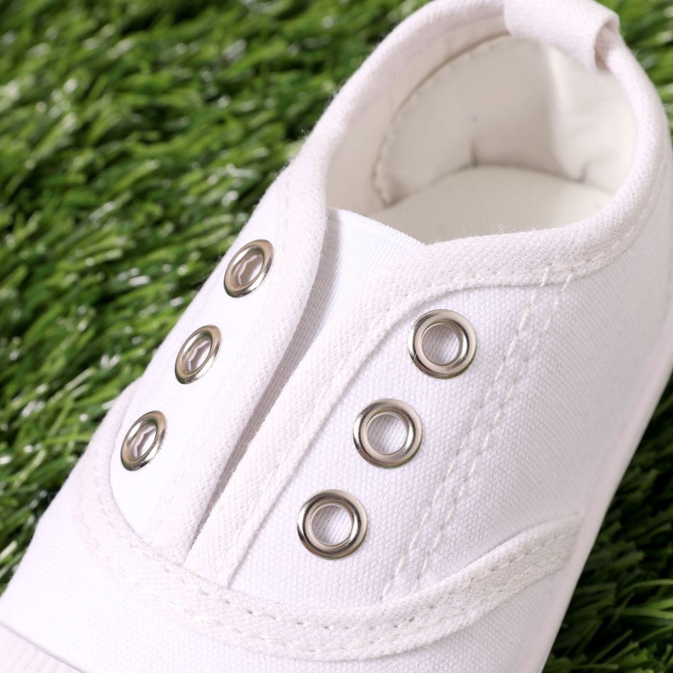 حذاء قماش سهل الارتداء للأطفال / الأطفال أبيض