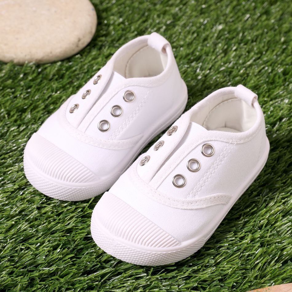 Toddler / Kid Solid Breathable Slip-on Canvas Shoes White