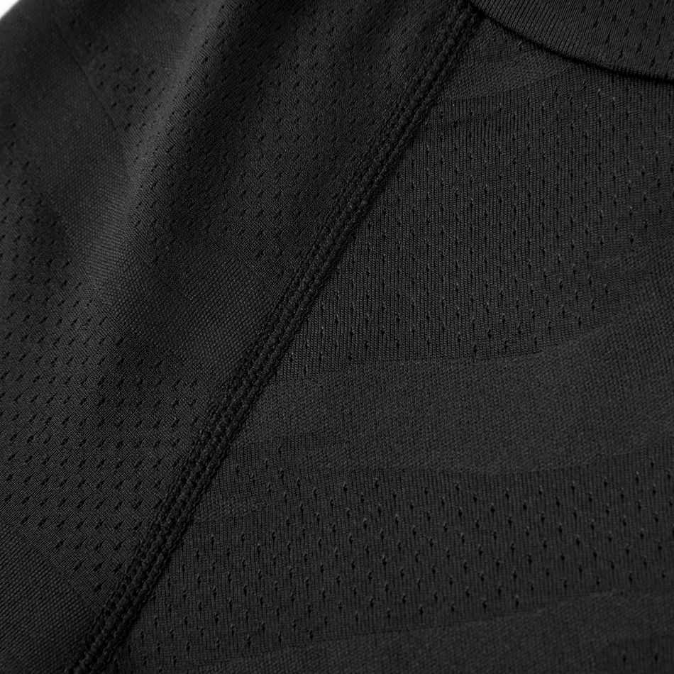 Activewear Kid Boy Solid Color Breathable Long Raglan Sleeve Tee Black big image 3