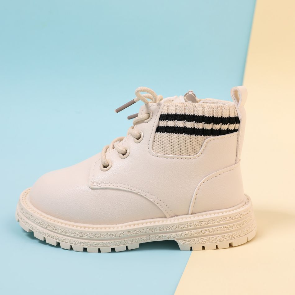 Toddler / Kid Stripe Detail Lace Up Front White Boots White