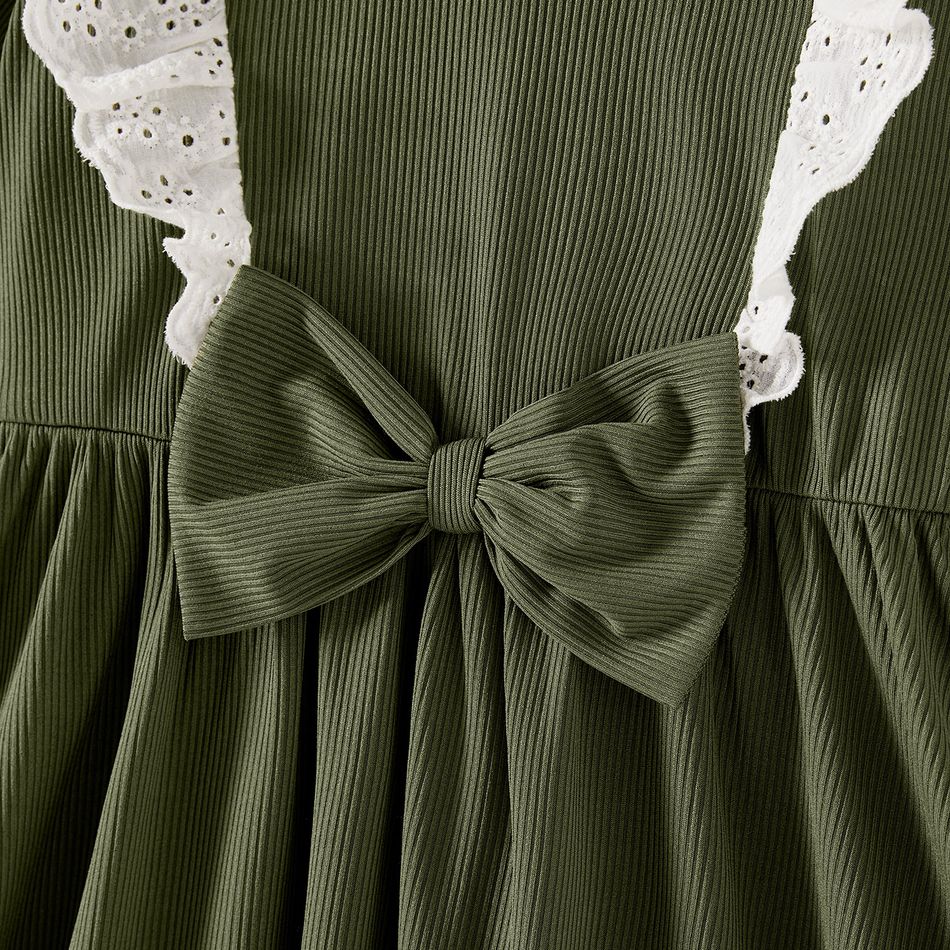 Manga comprida Vestidos Mãe e eu Exército Verde big image 8