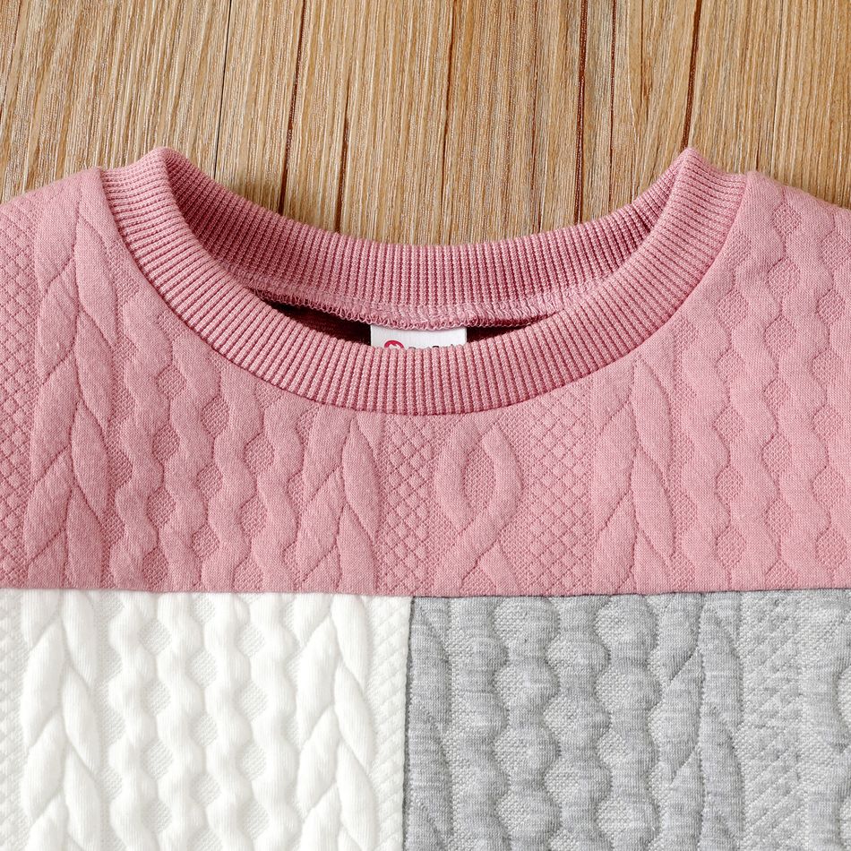 Kid Boy/Kid Girl Colorblock Textured Pullover Sweatshirt Pink big image 4