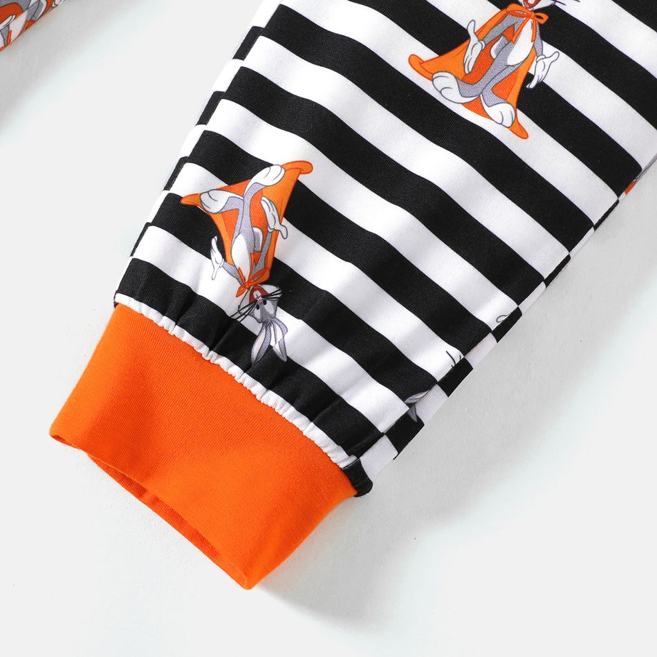 Loony Tunes 2pcs Kid Boy Halloween Letter Print Long Raglan Sleeve Tee and Striped Pants Set Colorful big image 4