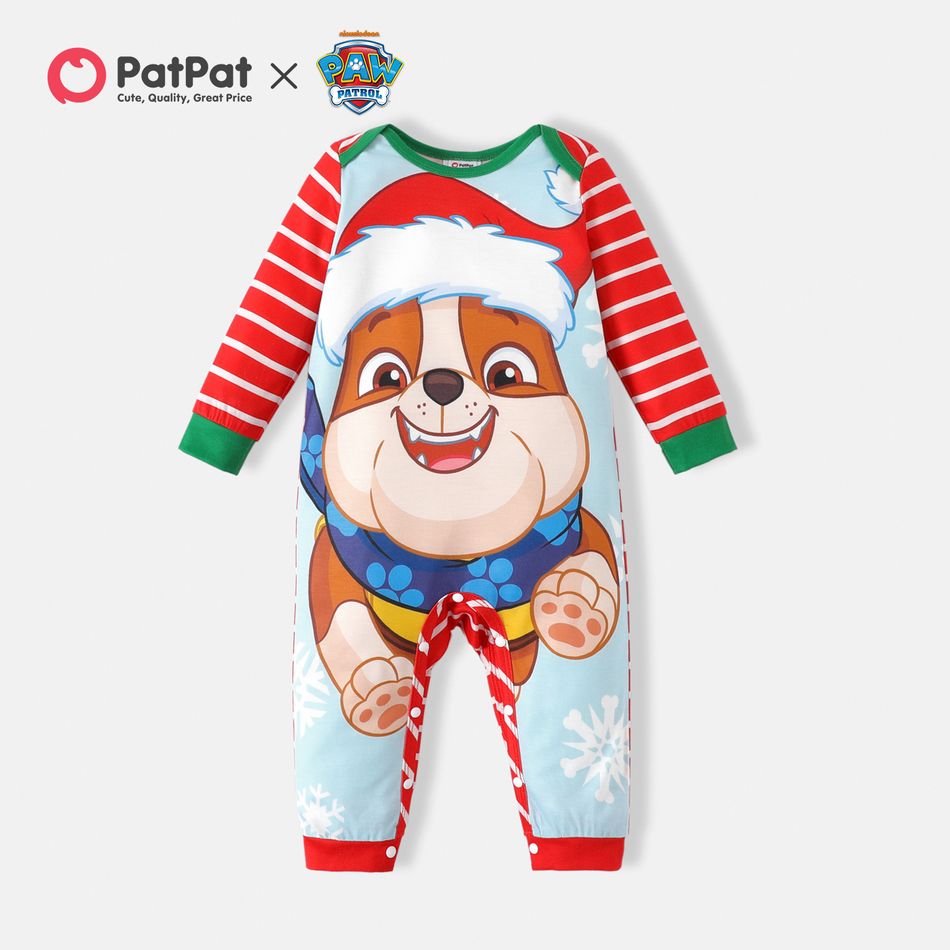 PAW Patrol Little Boy/Girl Christmas Cartoon Print Striped Long-sleeve Jumpsuit REDWHITE big image 1