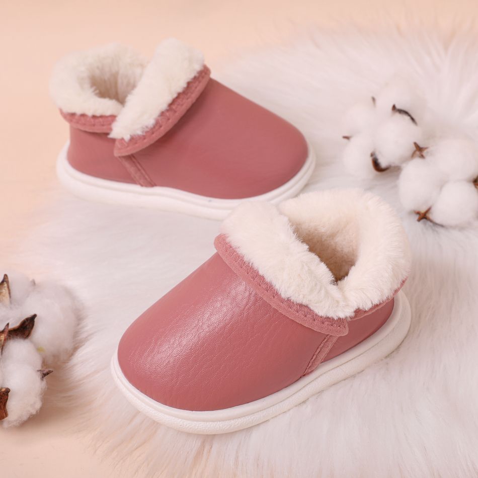 Toddler / Kid Fleece Lined Slip-on Thermal Slippers Pink big image 3