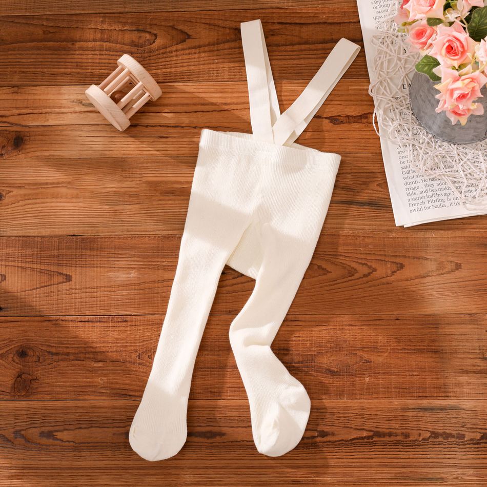 Baby Solid Suspender Leggings Tights Beige big image 6