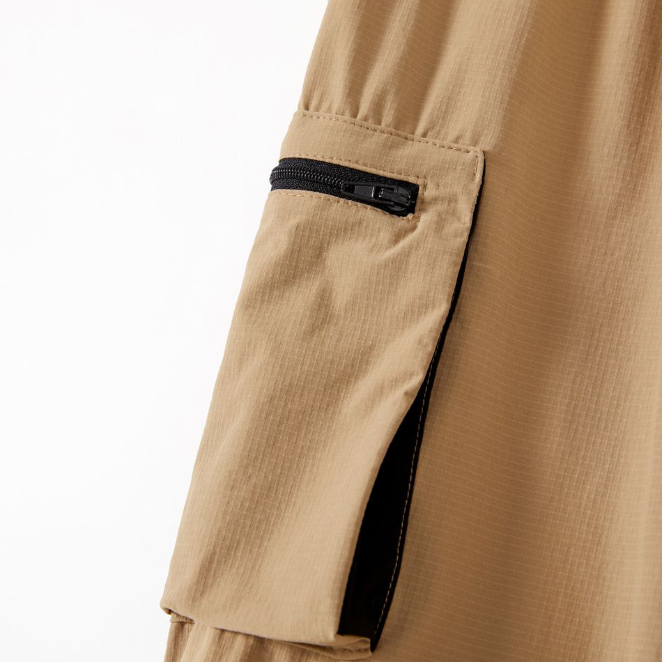 Activewear Kid Boy Solid Color Pocket Design Elasticized Pants Khaki big image 3