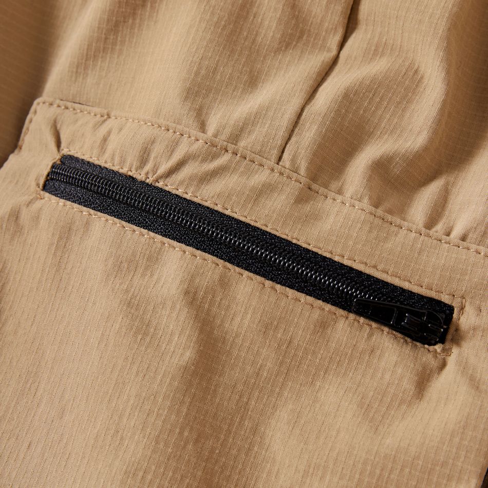Activewear Kid Boy Solid Color Pocket Design Elasticized Pants Khaki big image 4