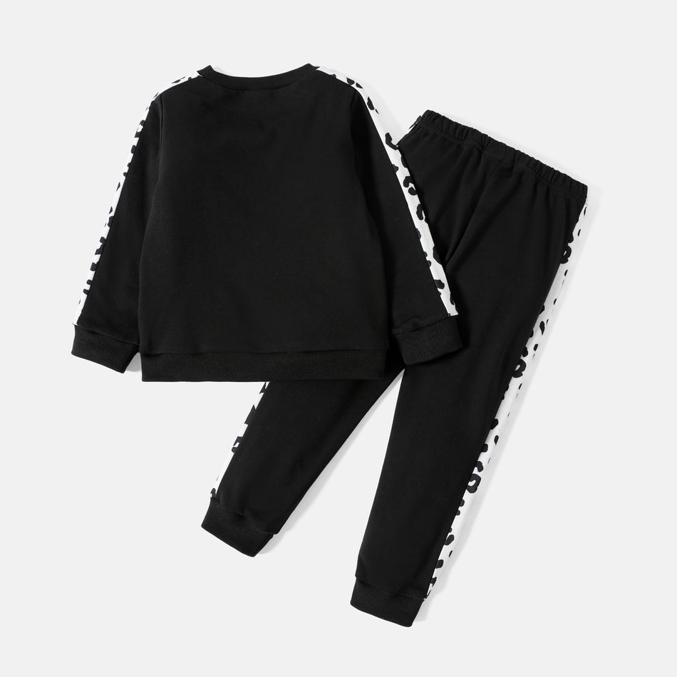 L.O.L. SURPRISE! 2pcs Toddler Girl Letter Print Cotton Black Sweatshirt and Pants Set Black big image 2