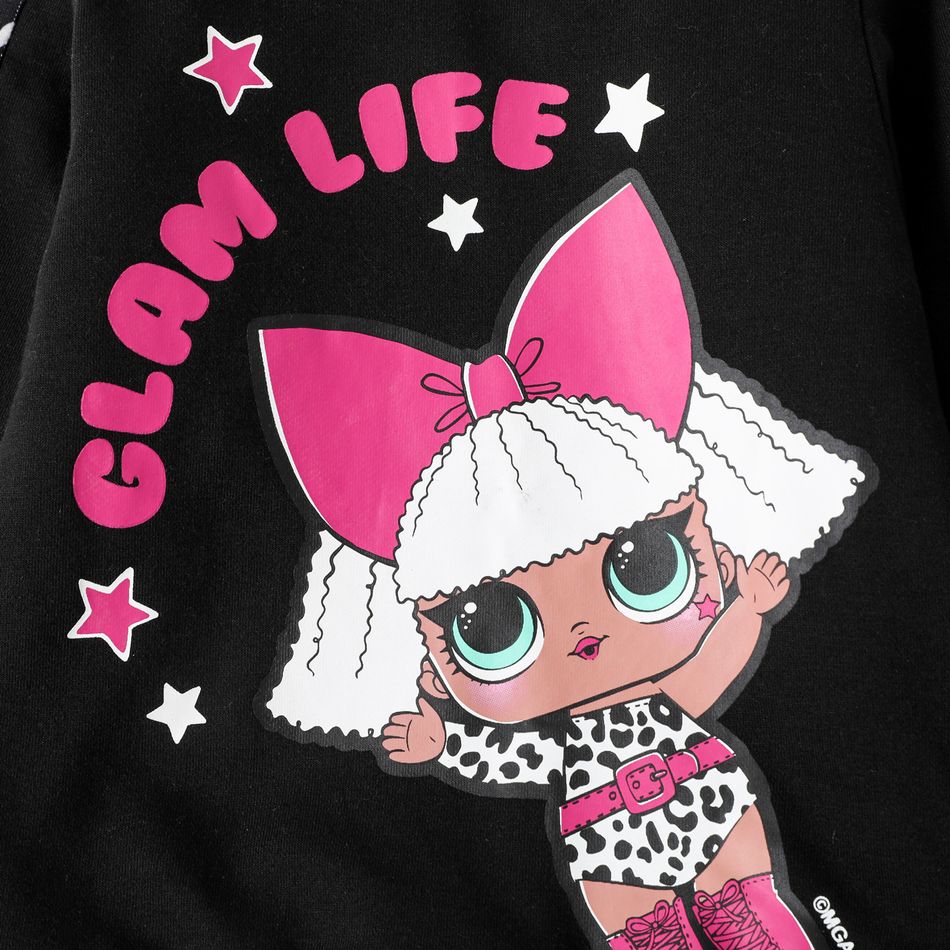 L.O.L. SURPRISE! 2pcs Toddler Girl Letter Print Cotton Black Sweatshirt and Pants Set Black big image 3