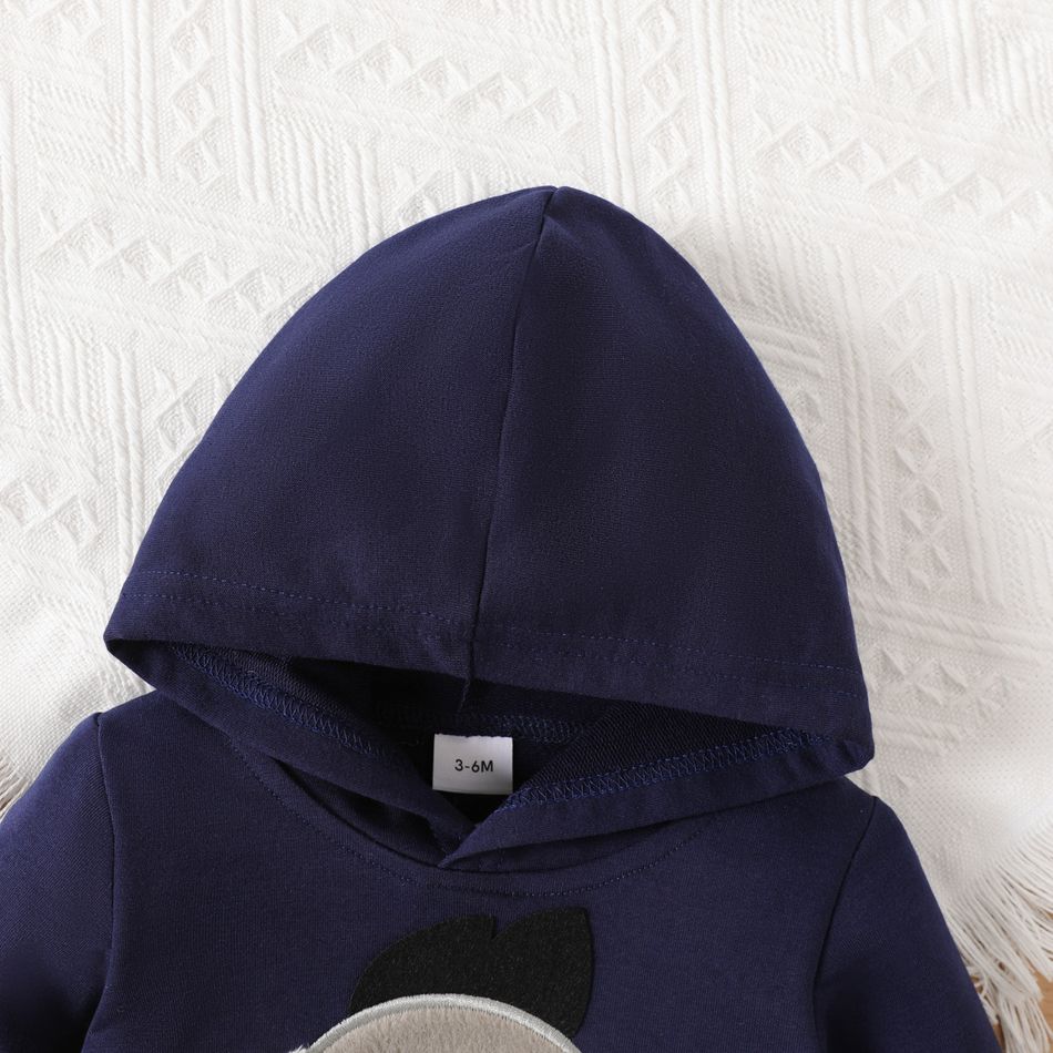 2pcs Baby Boy 3D Ears Animal Embroidered Long-sleeve Hoodie and Sweatpants Set Tibetanblue big image 3