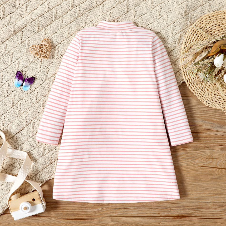Toddler Girl Stripe Mock Neck Long-sleeve Dress pink big image 3