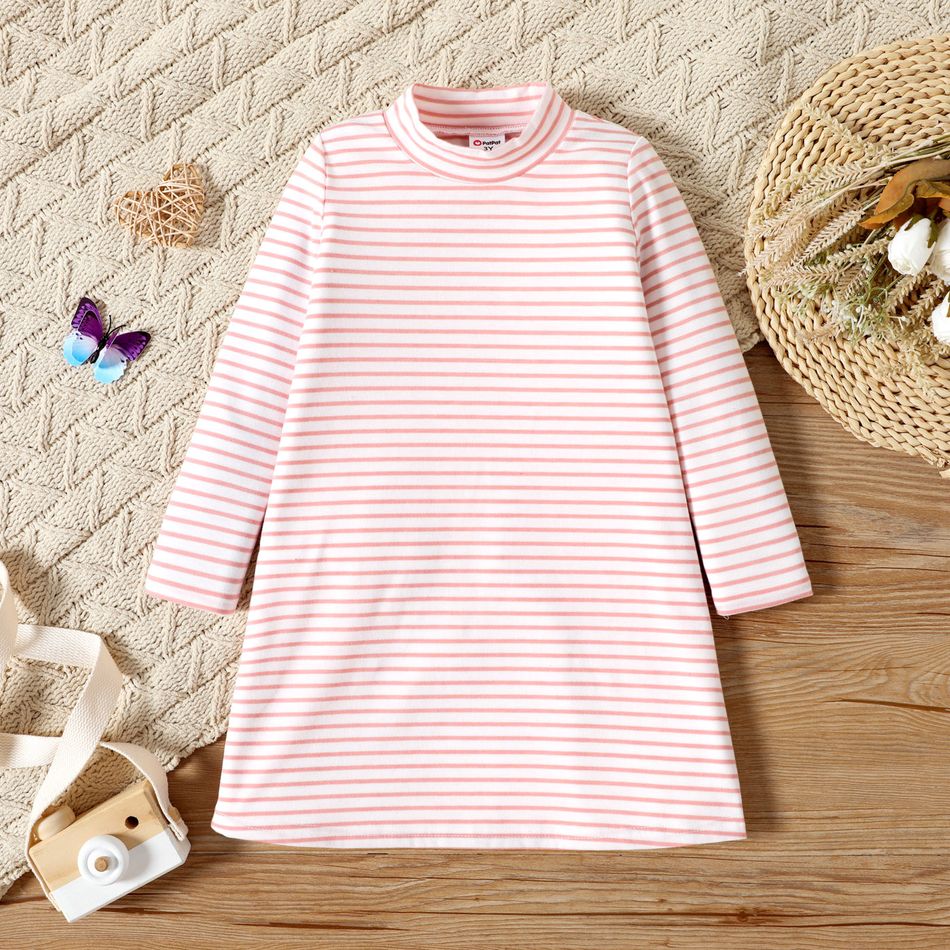 Toddler Girl Stripe Mock Neck Long-sleeve Dress pink