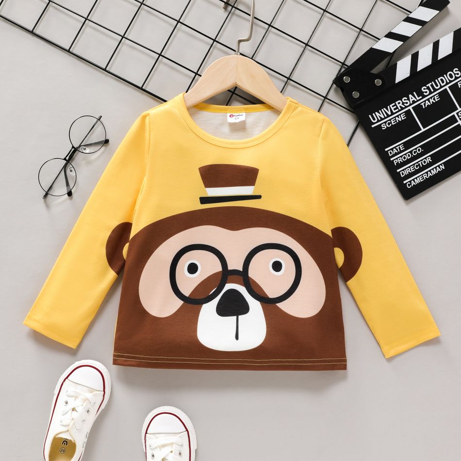 Toddler Boy Animal Print Colorblock Long-sleeve Tee Yellow