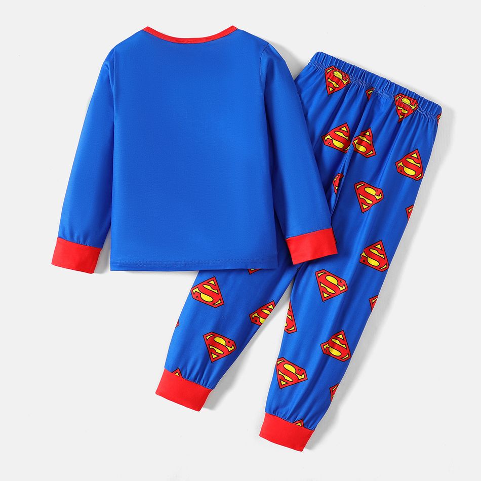 Justice League 2pcs Kid Boy Logo Print Long-sleeve Tee and Pants Sleepwear Pajamas Set Blue