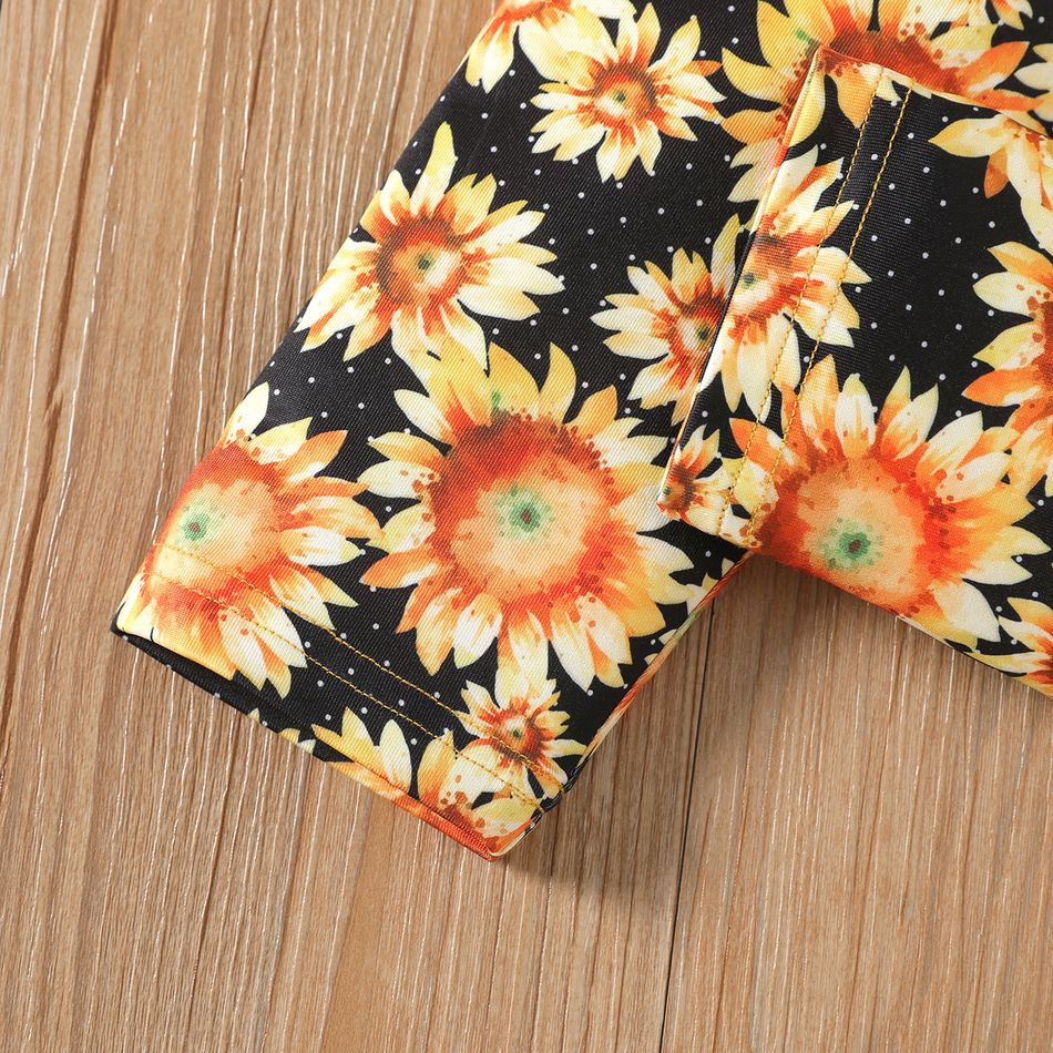 2pcs Kid Girl Pocket Design Twist Knot Long-sleeve Tee and Floral Print Leggings Set Ginger big image 5
