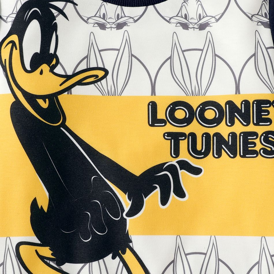 Looney Tunes Kid Boy Letter Print Colorblock Pullover Sweatshirt Deep Blue big image 3