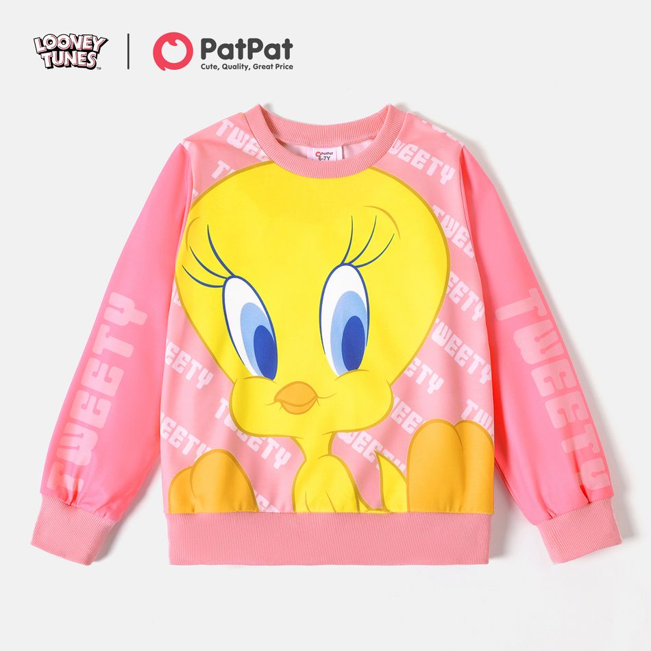 Looney Tunes Kid Girl Tweety Print Pink Pullover Sweatshirt Pink big image 1