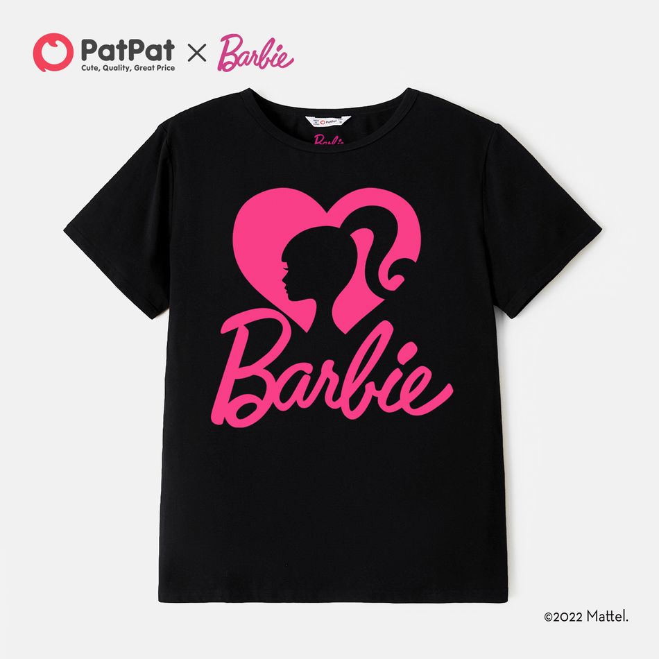 Barbie Mommy and Me Cotton Short-sleeve Heart & Letter Print Black Tee Black big image 3