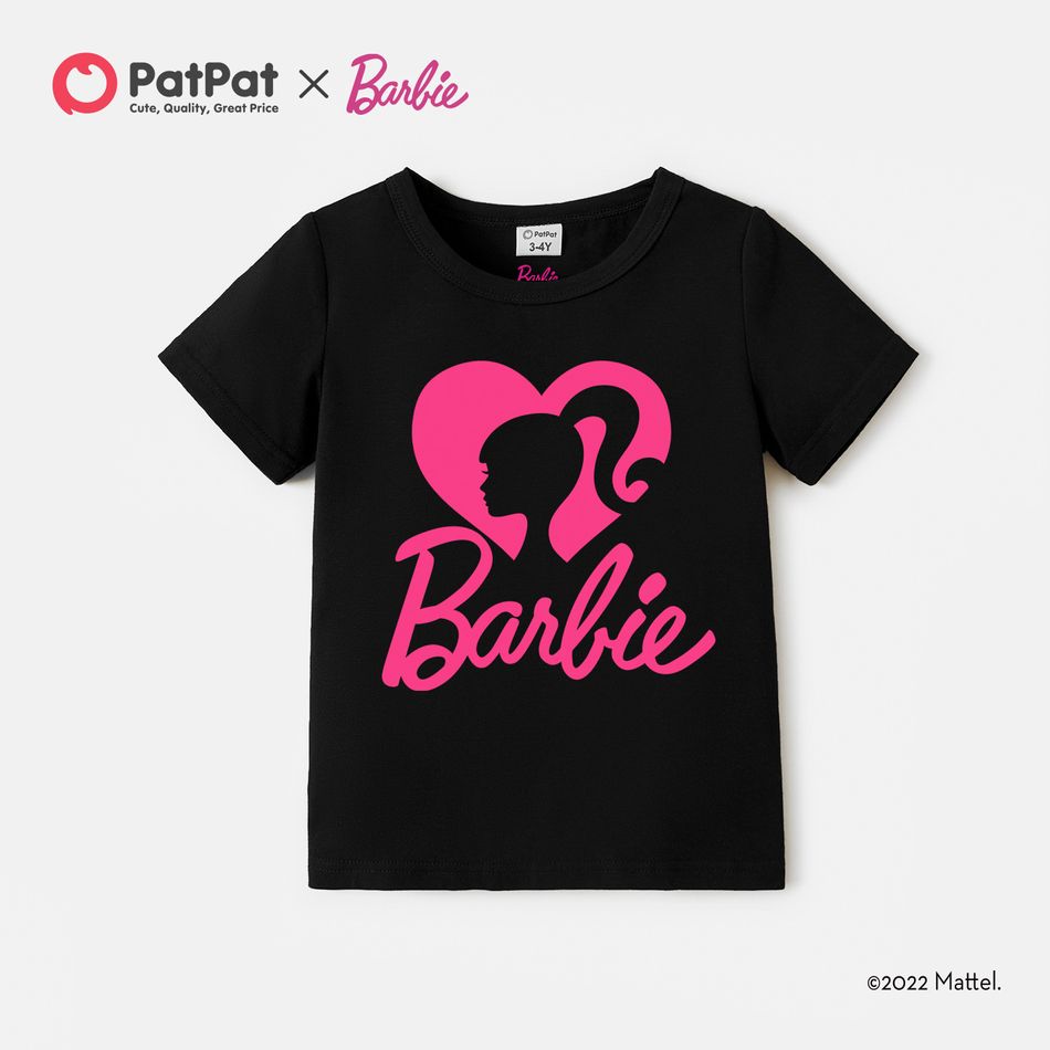 Barbie Mommy and Me Cotton Short-sleeve Heart & Letter Print Black Tee Black big image 4