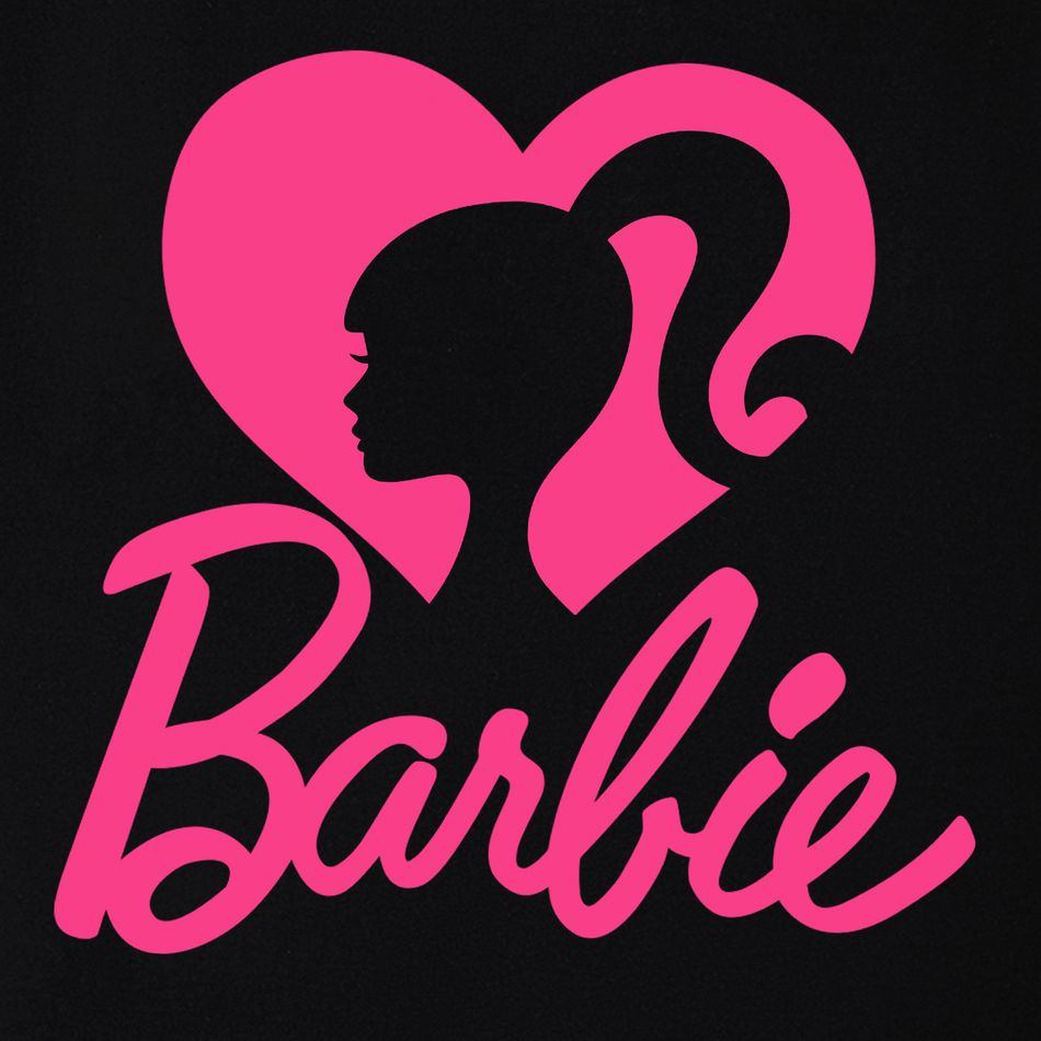 Barbie Mommy and Me Cotton Short-sleeve Heart & Letter Print Black Tee Black big image 8