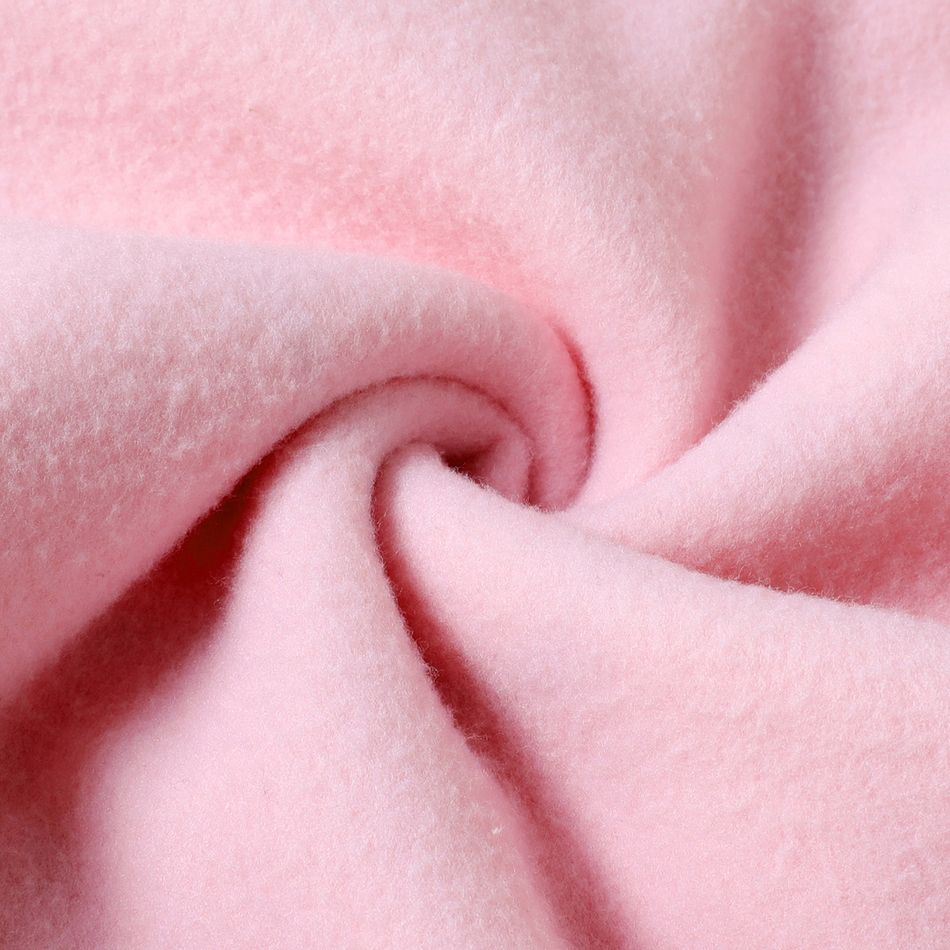 Kid Girl Unicorn Print Pocket Design Fleece Lined Pink Sweatshirt Pink big image 5