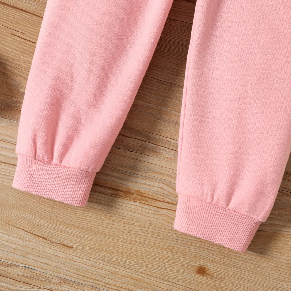Toddler Girl Basic Solid Color Fleece Lined Elasticized Pants Pink big image 5