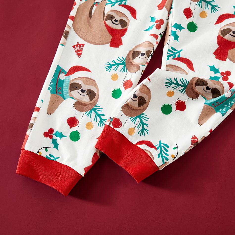 Christmas Family Matching Sloth & Letter Print Raglan-sleeve Pajamas Sets (Flame Resistant) ColorBlock big image 10