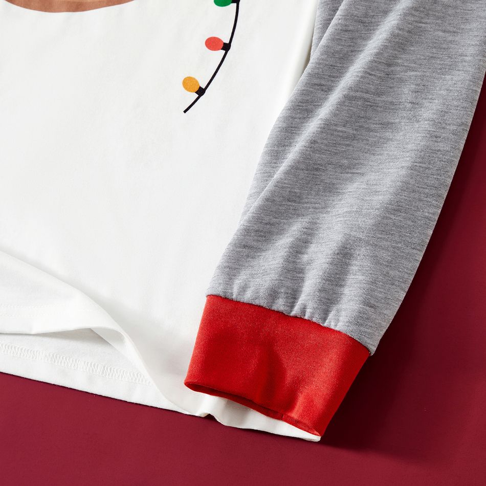 Christmas Family Matching Sloth & Letter Print Raglan-sleeve Pajamas Sets (Flame Resistant) ColorBlock big image 7