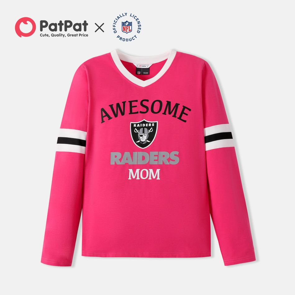NFL Family Matching Colorblock Long-sleeve Graphic Tee (Oakland Raiders) Hot Pink