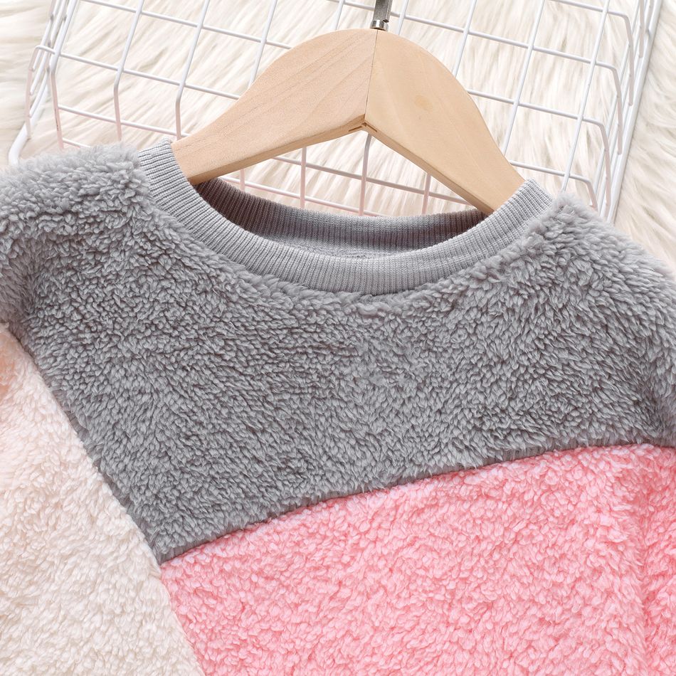 Criança Menina Costuras de tecido Pullover Sweatshirt colorblock big image 3
