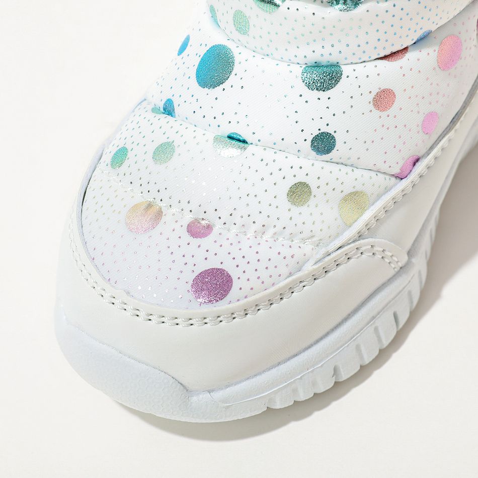 طفل / طفل أحذية الثلوج الحرارية المبطنة الصوف بنمط النقاط الملونة أبيض big image 3