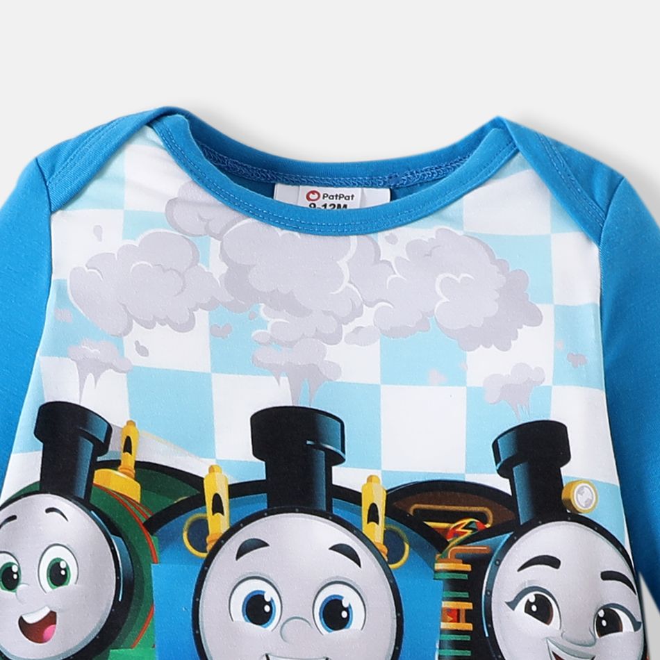 Thomas & Friends Baby Boy Blue Long-sleeve Graphic Checkered Jumpsuit Blue big image 5