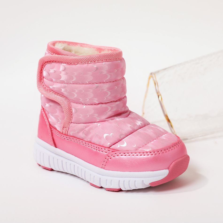 Toddler / Kid Fleece Lined Waterproof Pink Thermal Snow Boots Pink big image 2