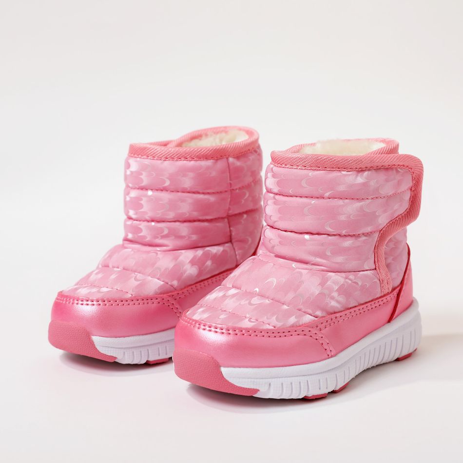 Toddler / Kid Fleece Lined Waterproof Pink Thermal Snow Boots Pink big image 3