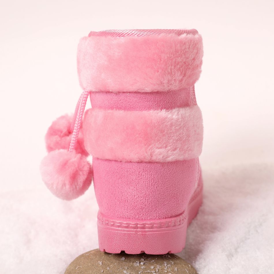 Botas de neve térmica com forro de lã para decoração infantil/criança pom pom Rosa big image 5