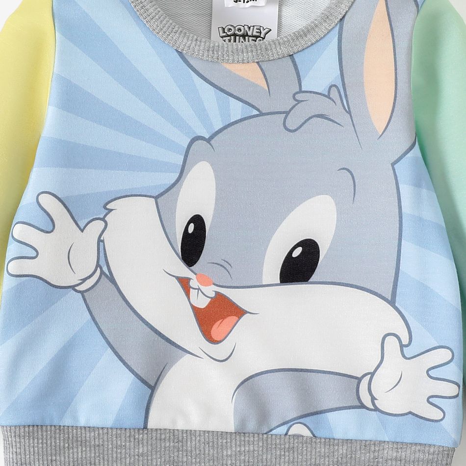 Looney Tunes Baby Boy/Girl Cartoon Print Colorblock Long-sleeve Sweatshirt Flecked Grey big image 5