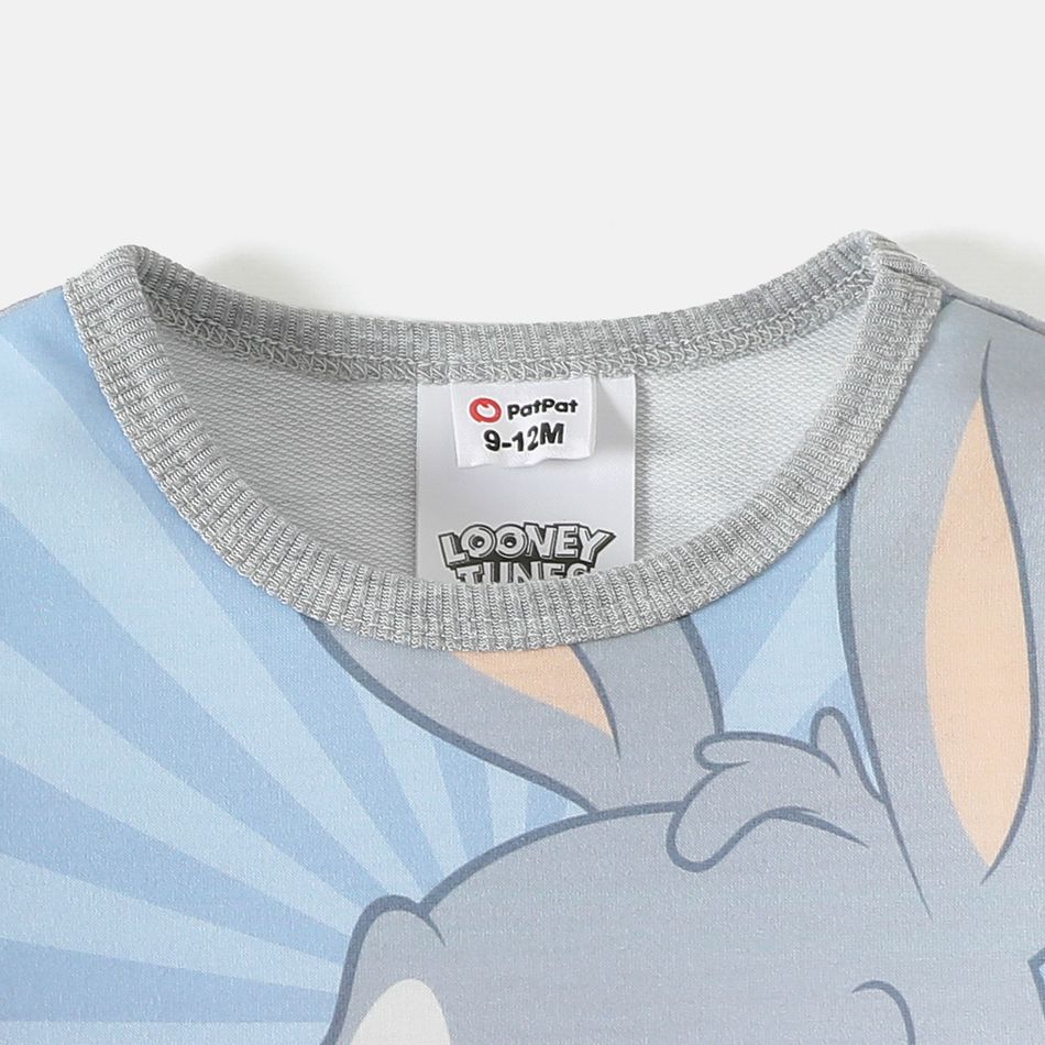 Looney Tunes Baby Boy/Girl Cartoon Print Colorblock Long-sleeve Sweatshirt flowergrey big image 4