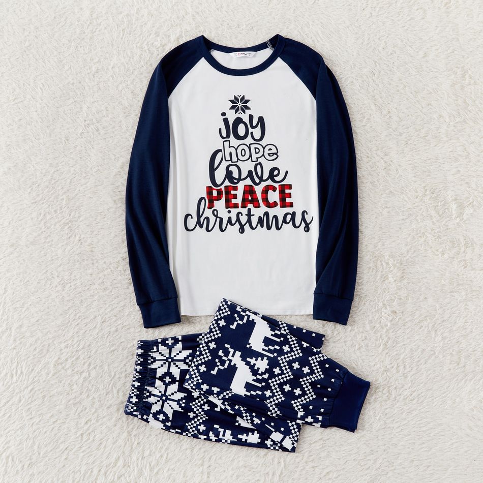 Christmas Family Matching Letter Print Raglan-sleeve Pajamas Sets (Flame Resistant) ColorBlock big image 13