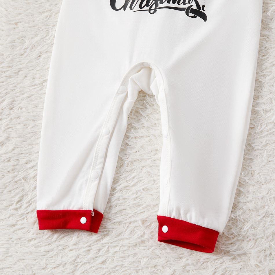 Christmas Family Matching Reindeer & Letter Print Red Raglan-sleeve Plaid Pajamas Sets (Flame Resistant) Black big image 14