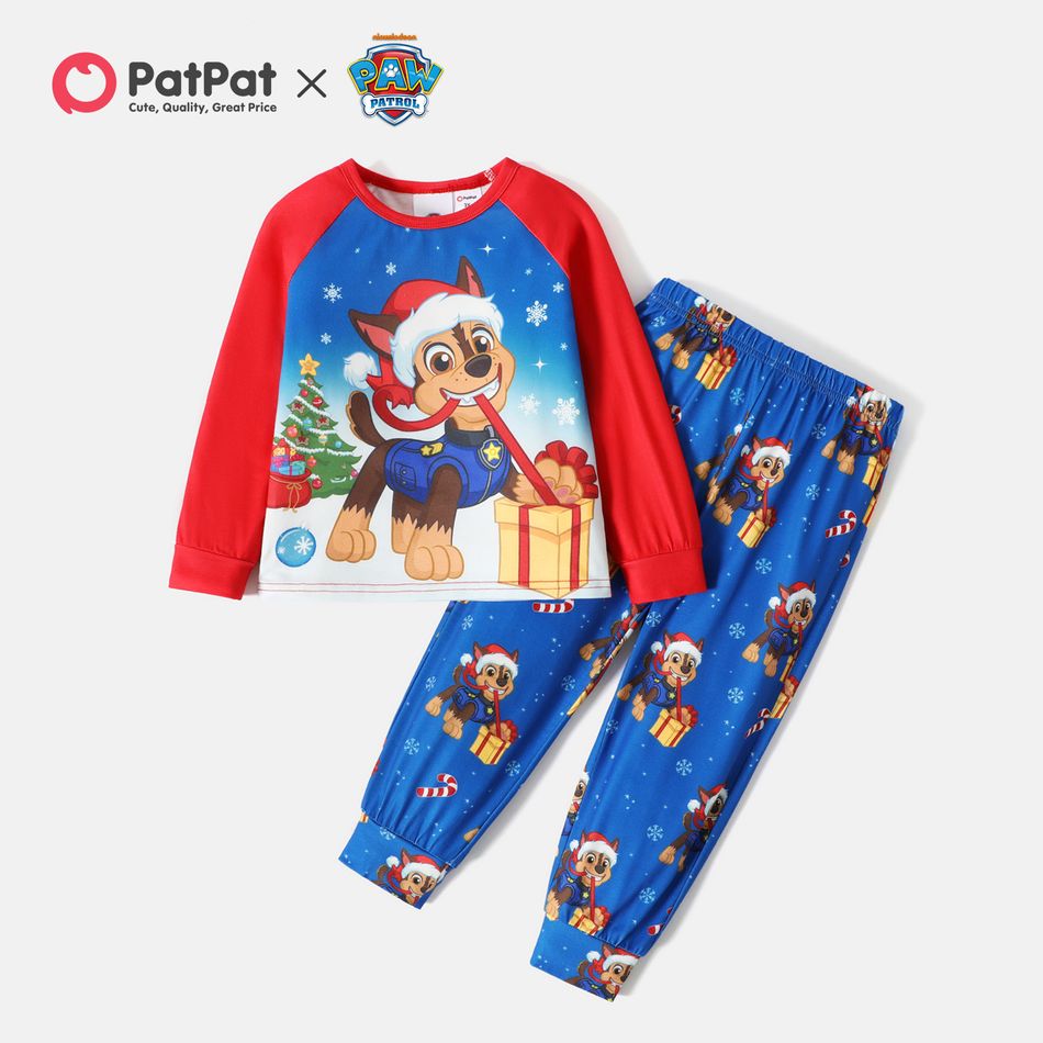 PAW Patrol 2pcs Toddler Boy/Girl Christmas Graphic Long-sleeve Tee and Pants Pajamas Sleeper Set ColorBlock