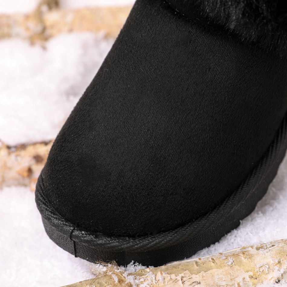 Toddler / Kid Black Fluffy Trim Thermal Snow Boots Black big image 3